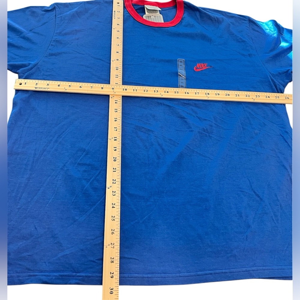 VINTAGE NIKE CLASSIC SWOOSH BLUE RED RINGER XXL TEE TSHIRT 2000s NWT Y2K - Picture 3 of 7
